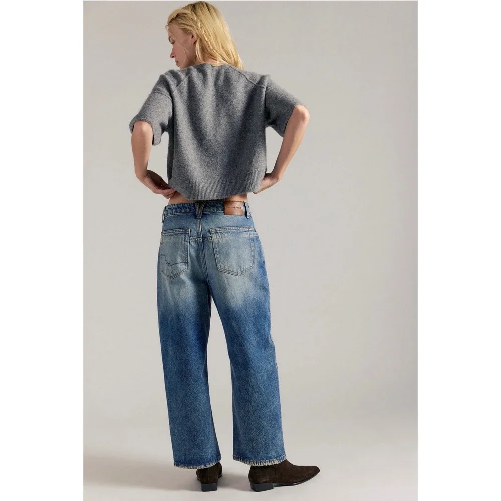 Free People We The Free Deep Trance Wide Leg Jeans Dark Wash Blue Size 27